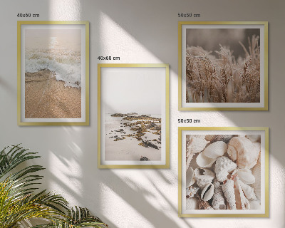 Wanddeko-set Strandgras, Wellen, Steine, Boho-Stil