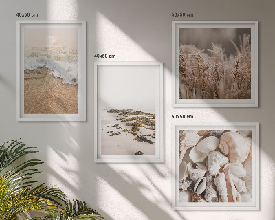 Wanddeko-set Strandgras, Wellen, Steine, Boho-Stil