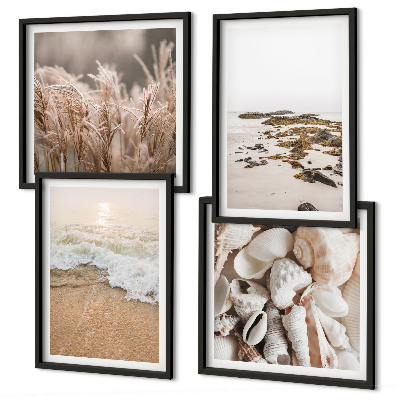 Wanddeko-set Strandgras, Wellen, Steine, Boho-Stil