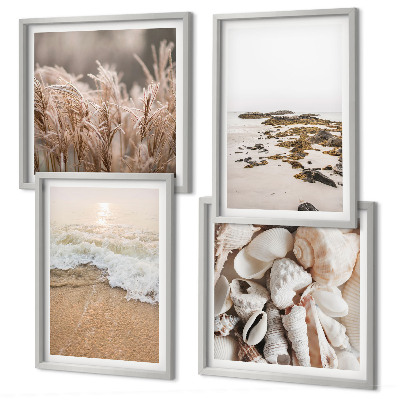 Wanddeko-set Strandgras, Wellen, Steine, Boho-Stil