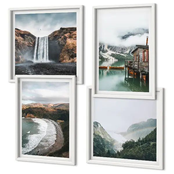 Wanddeko-Set mit Motiv Bergstrände, Wolken und Wasser