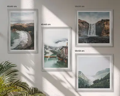 Wanddeko-Set mit Motiv Bergstrände, Wolken und Wasser