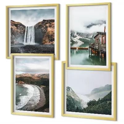 Wanddeko-Set mit Motiv Bergstrände, Wolken und Wasser