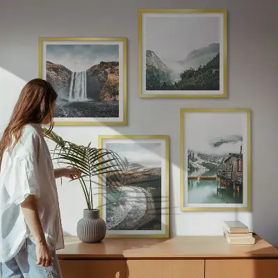 Wanddeko-Set mit Motiv Bergstrände, Wolken und Wasser