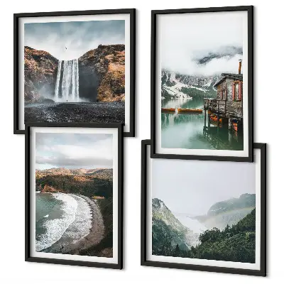 Wanddeko-Set mit Motiv Bergstrände, Wolken und Wasser