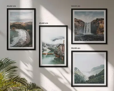 Wanddeko-Set mit Motiv Bergstrände, Wolken und Wasser