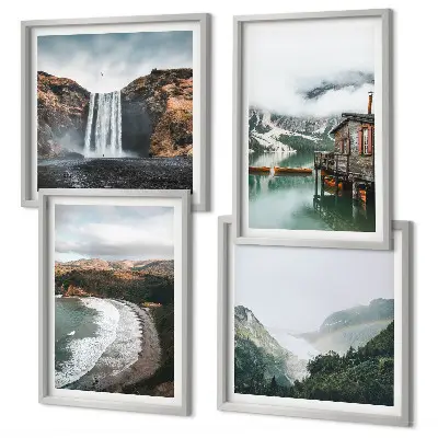 Wanddeko-Set mit Motiv Bergstrände, Wolken und Wasser