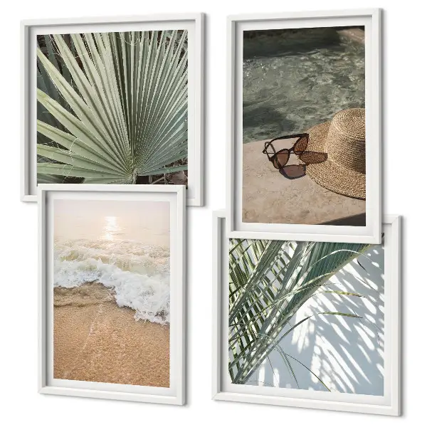 Strandhut und Sonnenbrille als gerahmtes Polyptychon