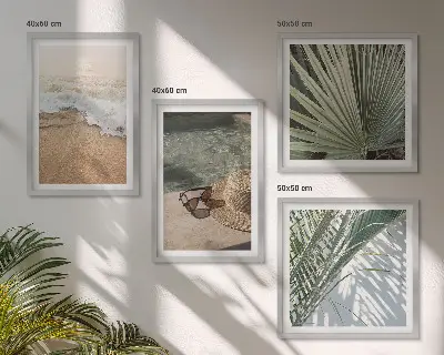 Strandhut und Sonnenbrille als gerahmtes Polyptychon