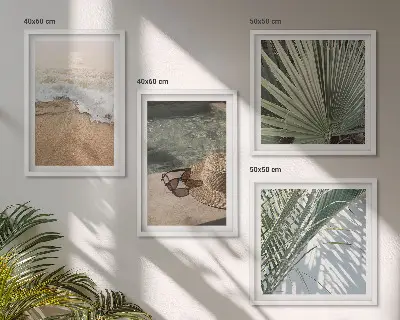Strandhut und Sonnenbrille als gerahmtes Polyptychon