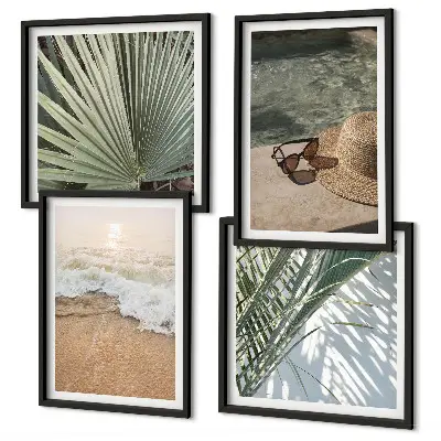 Strandhut und Sonnenbrille als gerahmtes Polyptychon