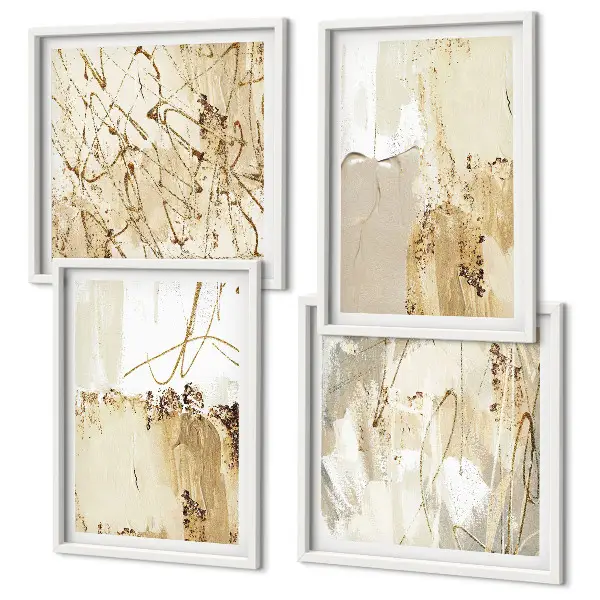 Wanddeko-Set mit abstrakten Mustern in Beige und Weiß