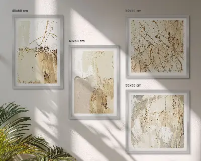 Wanddeko-Set mit abstrakten Mustern in Beige und Weiß