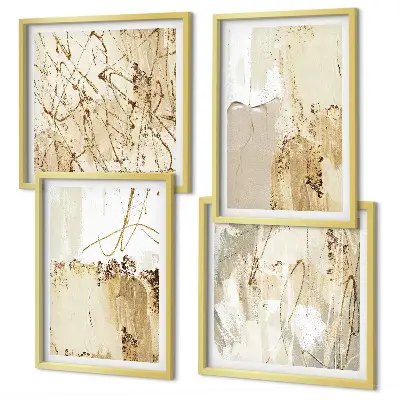 Wanddeko-Set mit abstrakten Mustern in Beige und Weiß