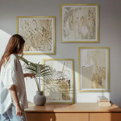 Wanddeko-Set mit abstrakten Mustern in Beige und Weiß