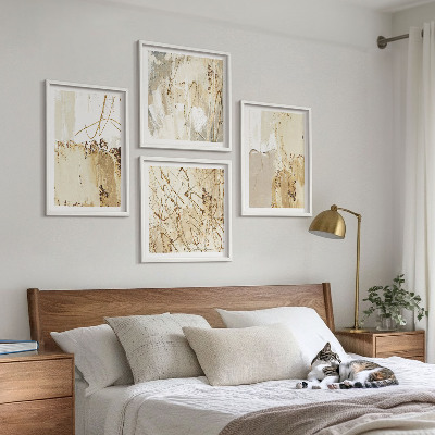 Wanddeko-set Abstrakte Muster beige weiß