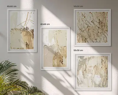 Wanddeko-Set mit abstrakten Mustern in Beige und Weiß