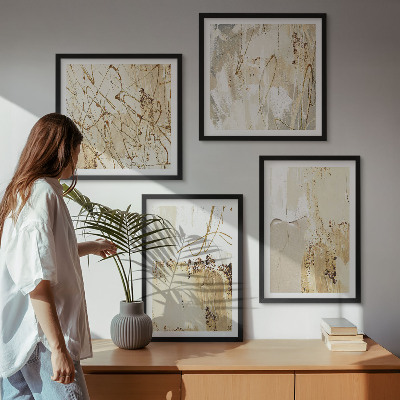 Wanddeko-set Abstrakte Muster beige weiß