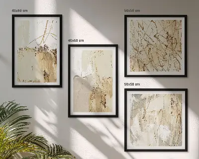 Wanddeko-Set mit abstrakten Mustern in Beige und Weiß
