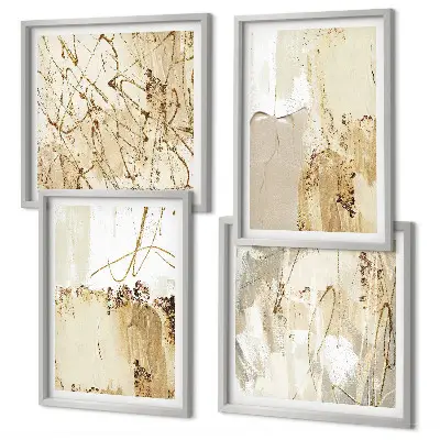 Wanddeko-Set mit abstrakten Mustern in Beige und Weiß