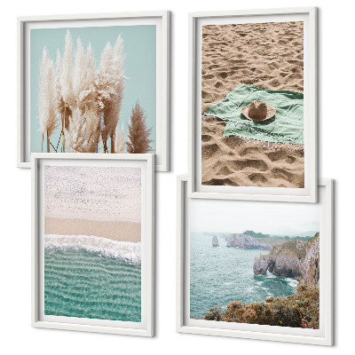 Wanddeko-set Strandwellen Grashut