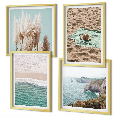Wanddeko-set Strandwellen Grashut