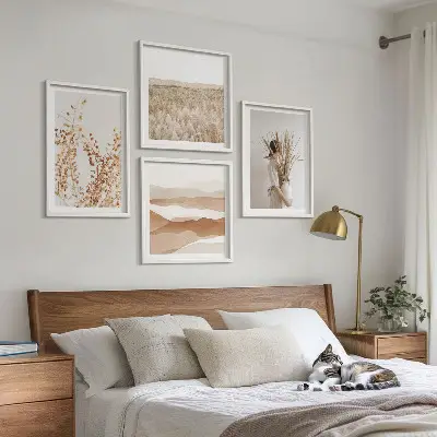 Polyptychon mit Rahmen mit Pflanzenmotiven im Boho-Stil