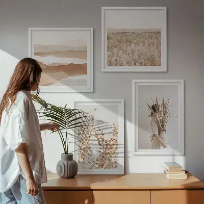 Polyptychon mit Rahmen mit Pflanzenmotiven im Boho-Stil