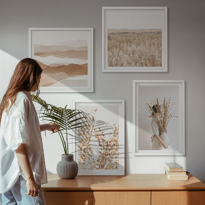 Polyptychon mit rahmen Pflanzenmotive im Boho-Stil