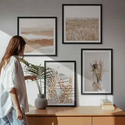 Polyptychon mit Rahmen mit Pflanzenmotiven im Boho-Stil