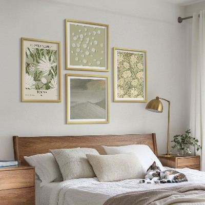 Polyptychon mit rahmen Florale Abstraktionen im Boho-Stil