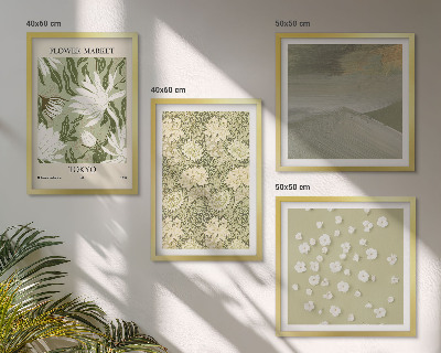 Polyptychon mit rahmen Florale Abstraktionen im Boho-Stil