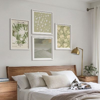 Polyptychon mit rahmen Florale Abstraktionen im Boho-Stil