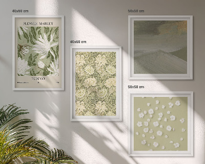 Polyptychon mit rahmen Florale Abstraktionen im Boho-Stil