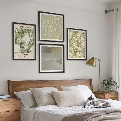 Polyptychon mit rahmen Florale Abstraktionen im Boho-Stil
