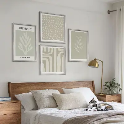 Wanddeko-Set mit Pflanzen- und geometrischen Mustern