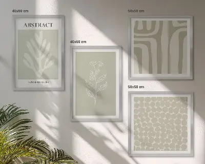 Wanddeko-Set mit Pflanzen- und geometrischen Mustern