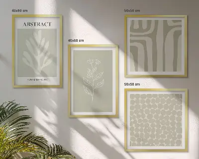 Wanddeko-Set mit Pflanzen- und geometrischen Mustern