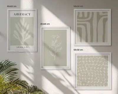 Wanddeko-Set mit Pflanzen- und geometrischen Mustern