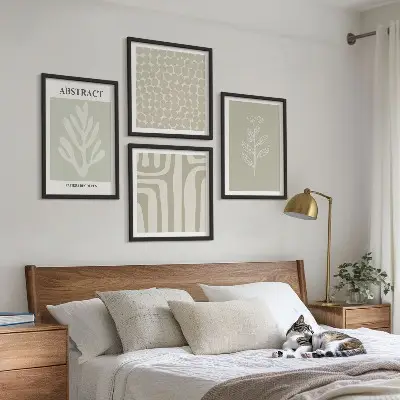 Wanddeko-Set mit Pflanzen- und geometrischen Mustern