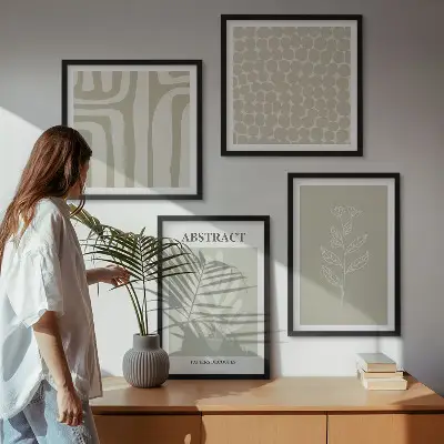 Wanddeko-Set mit Pflanzen- und geometrischen Mustern