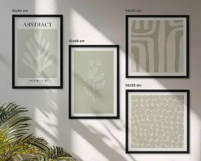 Wanddeko-Set mit Pflanzen- und geometrischen Mustern