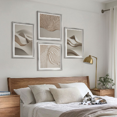 Polyptychon mit rahmen Abstrakte beige Wellen