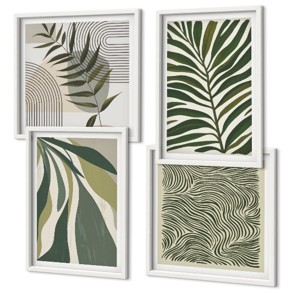 Wanddeko-set Blätter, Wellen – Pastellillustrationen