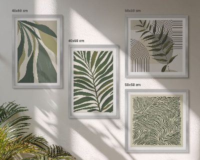 Wanddeko-set Blätter, Wellen – Pastellillustrationen