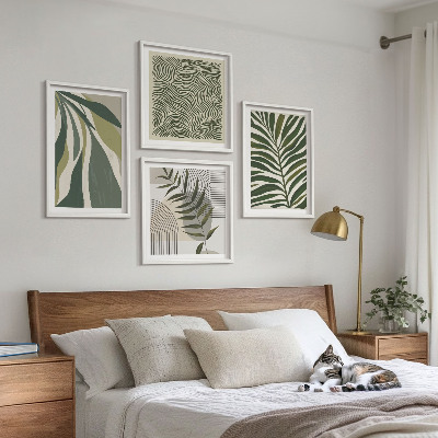 Wanddeko-set Blätter, Wellen – Pastellillustrationen
