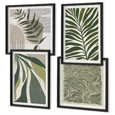 Wanddeko-set Blätter, Wellen – Pastellillustrationen