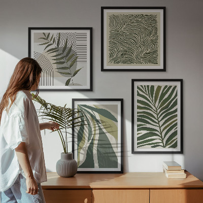 Wanddeko-set Blätter, Wellen – Pastellillustrationen