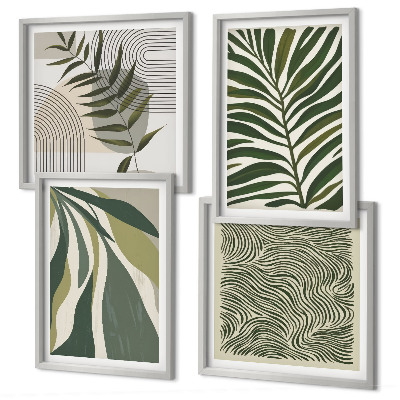 Wanddeko-set Blätter, Wellen – Pastellillustrationen