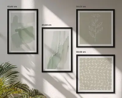 Abstrakte Aquarellpflanzen als Polyptychon mit Rahmen